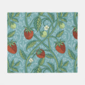 William Morris Style Aardbeiendief Floral Fleece Deken (Voorkant (Horizontaal))