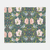 William Morris Style Aardbeiendief Floral Fleece Deken (Voorkant (Horizontaal))