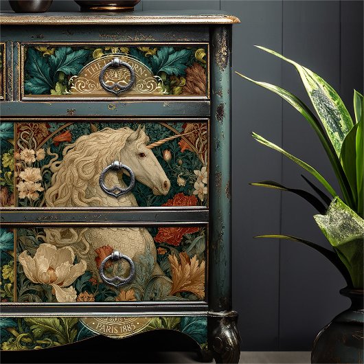  William Morris Style Art Nouveau Eenhoorn Tissuepapier