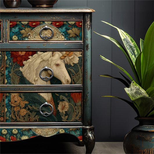 William Morris Style Art Nouveau Eenhoorn Tissuepapier