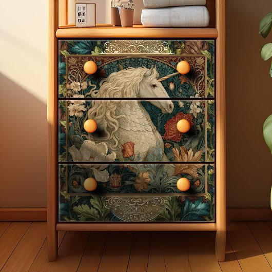  William Morris Style Art Nouveau Eenhoorn Tissuepapier