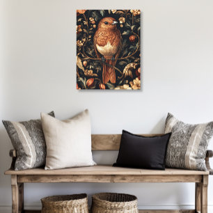  William Morris Style Bird Vines Canvas Afdruk