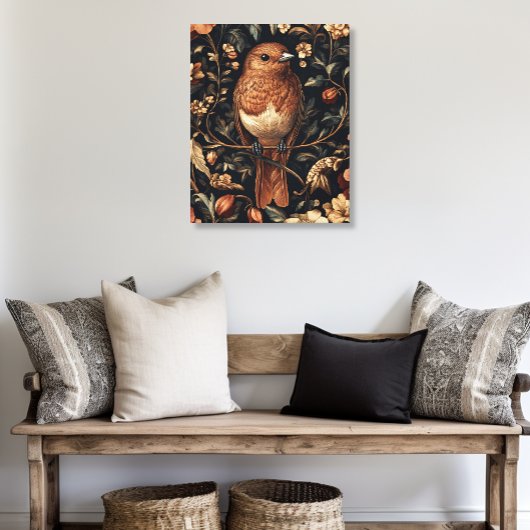 William Morris Style Bird Vines Canvas Afdruk