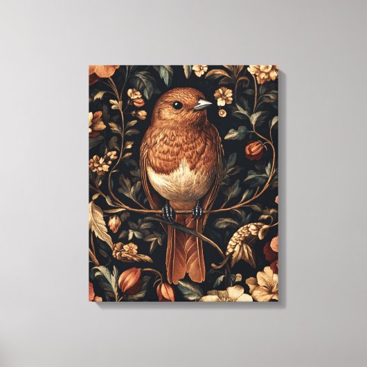 William Morris Style Bird Vines Canvas Afdruk (Voorkant)