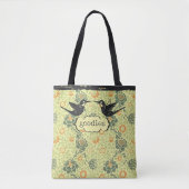 William Morris Style Bloemen Verdrietige kolibrie Tote Bag (Voorkant)
