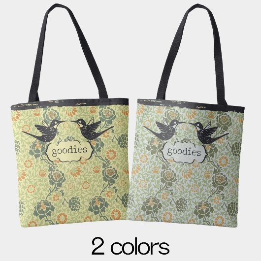 William Morris Style Bloemen Verdrietige kolibrie Tote Bag