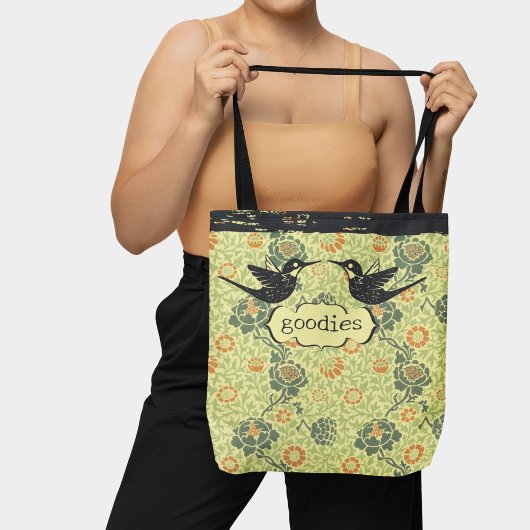 William Morris Style Bloemen Verdrietige kolibrie Tote Bag