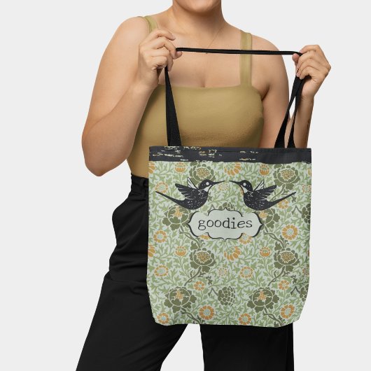 William Morris Style Bloemen Verdrietige kolibrie Tote Bag