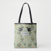 William Morris Style Bloemen Verdrietige kolibrie Tote Bag (Voorkant)