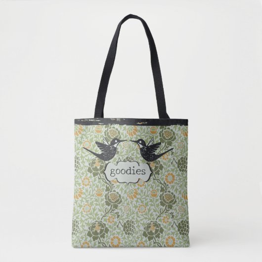 William Morris Style Bloemen Verdrietige kolibrie Tote Bag (Voorkant)