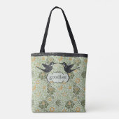 William Morris Style Bloemen Verdrietige kolibrie Tote Bag (Achterkant)
