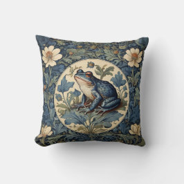  William Morris Style Blue Frog Kussen
