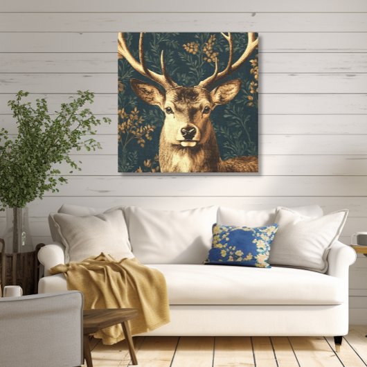 William Morris Style Deer Canvas Afdruk