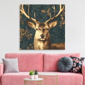 William Morris Style Deer Canvas Afdruk (Insitu (Woonkamer))