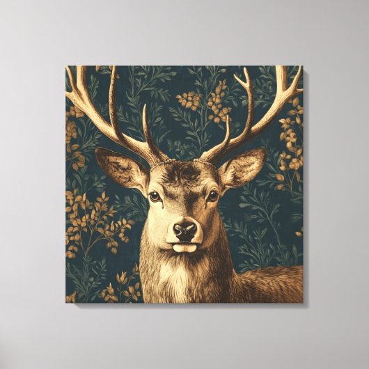 William Morris Style Deer Canvas Afdruk (Voorkant)