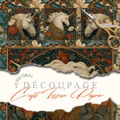 William Morris Style Eenhoorn  Bloemen Tissuepapier