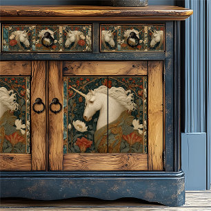 William Morris Style Eenhoorn  Bloemen Tissuepapier