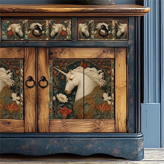 William Morris Style Eenhoorn  Bloemen Tissuepapier