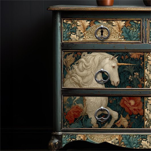 William Morris Style Eenhoorn Bloemen Tissuepapier