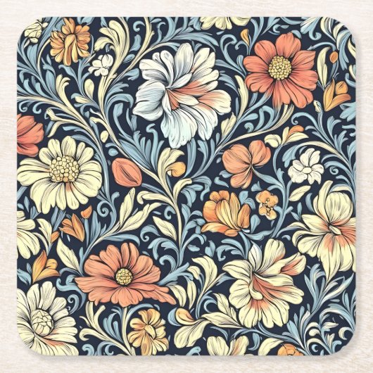 William Morris style floral acanthus pattern Kartonnen Onderzetters (Voorkant)