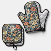 William Morris style floral acanthus pattern Ovenwant & Pannenlap Set (Voorkant / Achterkant)