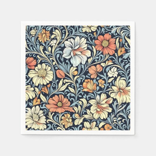 William Morris style floral acanthus pattern Servet (Voorkant)