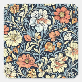 William Morris style floral acanthus pattern Vierkante Sticker
