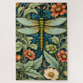 William Morris Style Flower Pattern Dragonfly Puzz Legpuzzel (Verticaal)