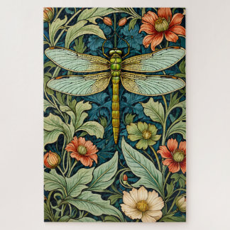 William Morris Style Flower Pattern Dragonfly Puzz Legpuzzel