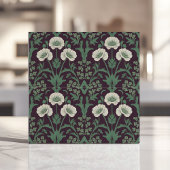 William Morris-Style Groene en Ivoren Bloemen Tegeltje
