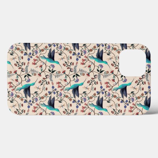 William Morris Style Hummingbird Botanical Case-Mate iPhone Case (Achterkant (horizontaal))