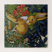 William Morris Style Rabbit Hare Woodland Animal Legpuzzel (Horizontaal)