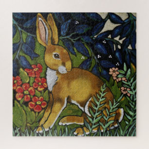 William Morris Style Rabbit Hare Woodland Animal Legpuzzel