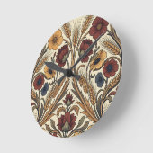 William Morris Style Red Gold Wheat Floral Pattern Ronde Klok (Hoek)