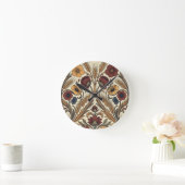 William Morris Style Red Gold Wheat Floral Pattern Ronde Klok (Huis)