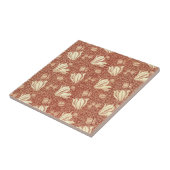 William Morris Style Red Lily Floral Pattern Tegeltje (Zijkant)