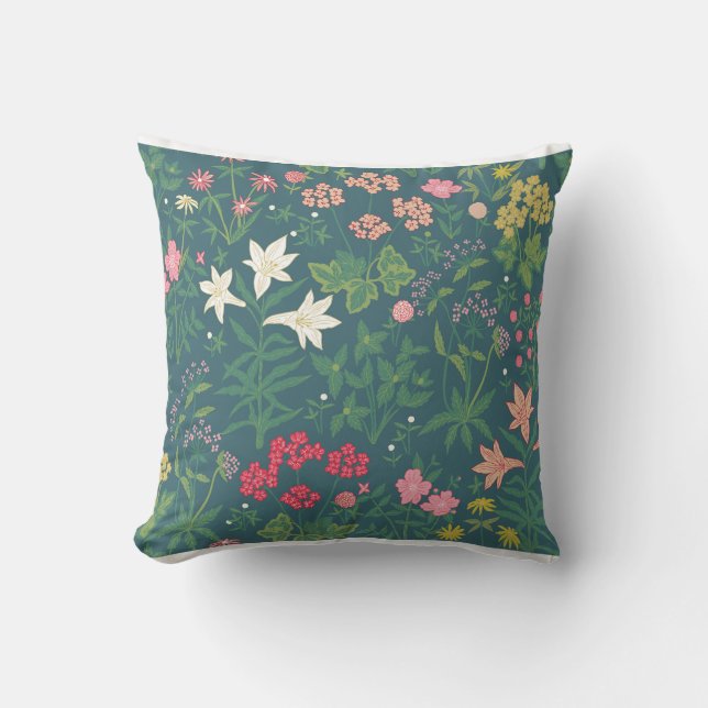 William Morris Style Spring Garden Floral Pattern Kussen (Voorkant)