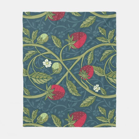 William Morris Style Strawberry Floral Pattern Fleece Deken (Voorkant)