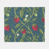 William Morris Style Strawberry Floral Pattern Fleece Deken (Voorkant (Horizontaal))
