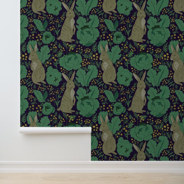 William Morris Style Tuin Konijnenpatroon Behang (Applicatie)