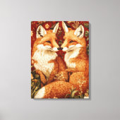  William Morris Style Twee rode vossen Canvas Afdruk (Voorkant)