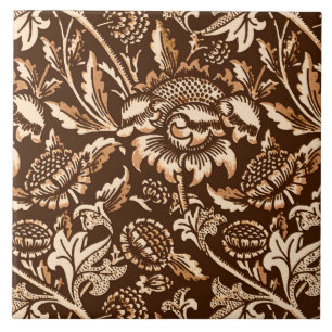 William Morris Sunflower, Chocolate Brown & Beige Tegeltje