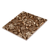 William Morris Sunflower, Chocolate Brown & Beige Tegeltje (Zijkant)