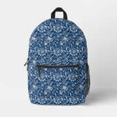 William Morris Sunflower, Dark Blue en White Bedrukte Rugzak (Voorkant)