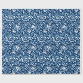 William Morris Sunflower, Dark Blue en White Cadeaupapier (Vlak)