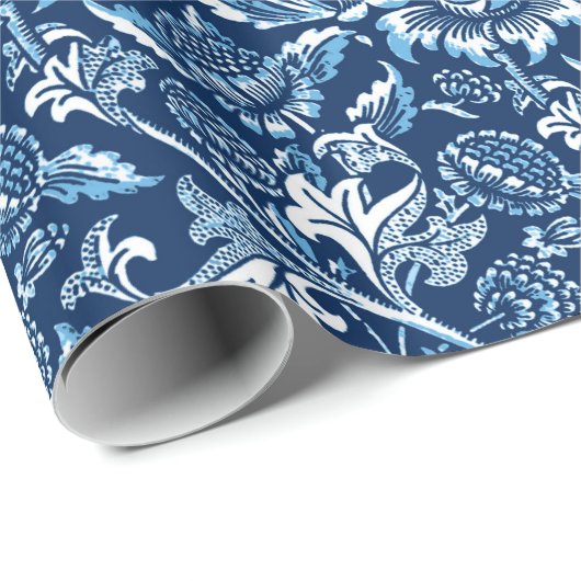 William Morris Sunflower, Dark Blue en White Cadeaupapier (Rol Hoek)