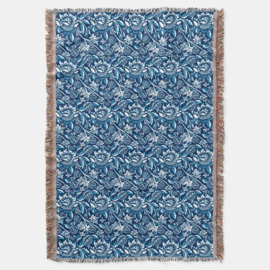 William Morris Sunflower, Dark Blue en White Deken (Voorkant Verticaal)