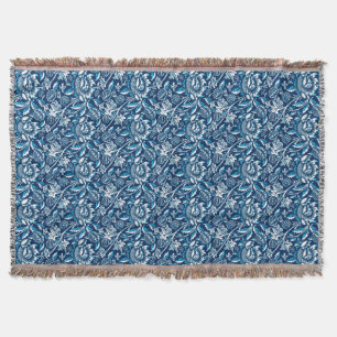 William Morris Sunflower, Dark Blue en White Deken