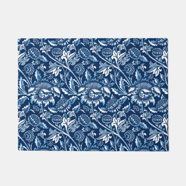 William Morris Sunflower, Dark Blue en White Deurmat (Voorkant)