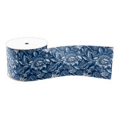 William Morris Sunflower, Dark Blue en White Grosgrain Lint (Spoel)